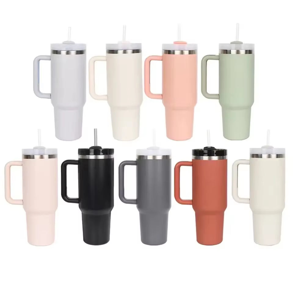 Wholesale Custom Logo 40Oz Stainless Steel Flip Straw Tumbler Leak Proof Vacuum Insulated Coffee Mug Handle Logo Can Accessory